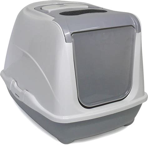 Moderna Large Flip Top Enclosed Litter Box In Speckled Grey
