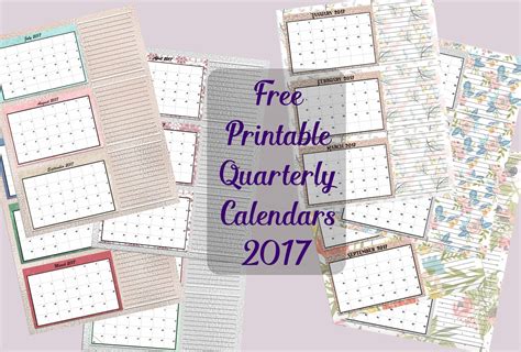 Free Printable 2017 Quarterly Calendars 2 Different Designs