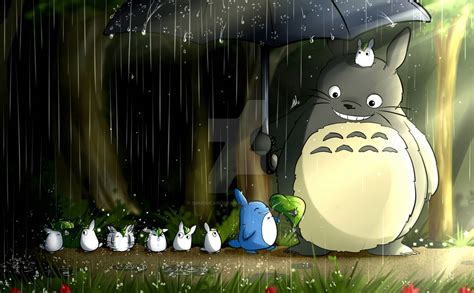 Totoros Stroll In The Rain By Smudgeandfrank On Deviantart