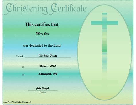 This Christening Or Baptismal Certificate Is Teal Blue