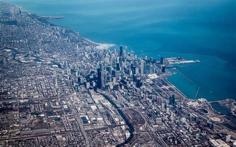 Chicago Buildings Skyscrapers Coast Aerial Wallpaper 2560x1600