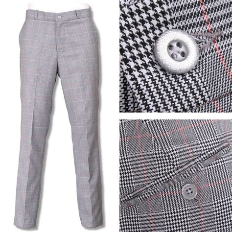 Relco Mod Sta Press Trousers Prince Wales Check Adaptor Clothing
