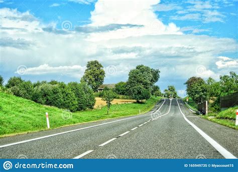 Summer Country Road With Trees Beside Stock Image Image Of Asphalt