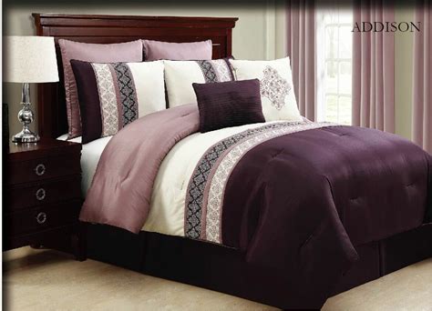 Victoria Classics Addison 8 Piece Queen Comforter Set Plum Ebay
