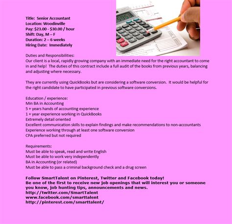 Contract Senior Accountant Needed Send Your Resume And Salary