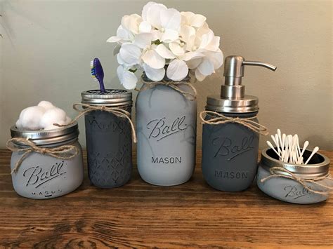 5 out of 5 stars. Rustic Bathroom Decor, Mason Jar Bathroom Set, Mason Jar Decor, Bathroom Set, Rustic Decor ...