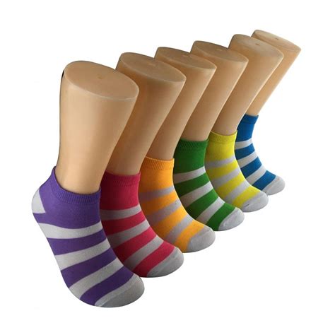 480 Pack Of Womens Bright Stripe Low Cut Ankle Socks Distributor