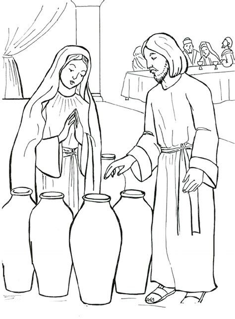 The painting depicts the wedding feast at cana, a miracle story from the christian new testament. Marriage at Cana coloring page | Wedding at Cana