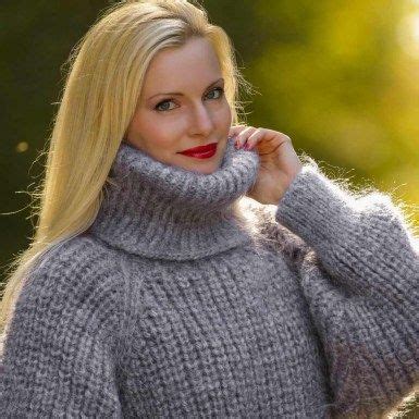 Hand Knit Ribbed Mohair Sweater In Grey Angora Sweater Sweaters