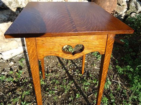 Arts And Crafts Oak Side Table With Squashed Hearts Antiques Atlas