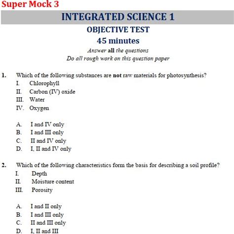 2022 Integrated Science Bece Questions Super Mock Exam 3