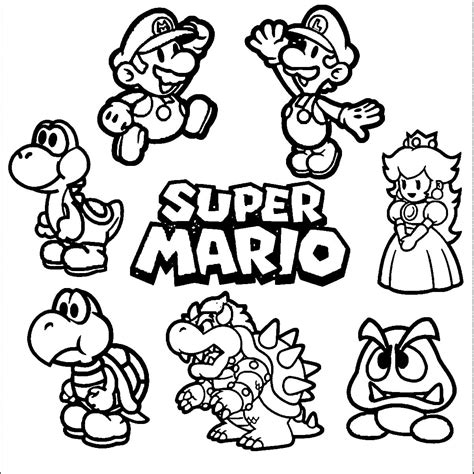 Todos Los Personajes Mario Bros Para Colorear 20 Dibujos De Mario