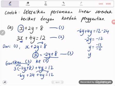 Tuliskan persamaan linear serentak berikut dalam bentuk persamaan matriks. Bab 6 (Part 2) Matematik tingkatan 1: Persamaan Linear ...