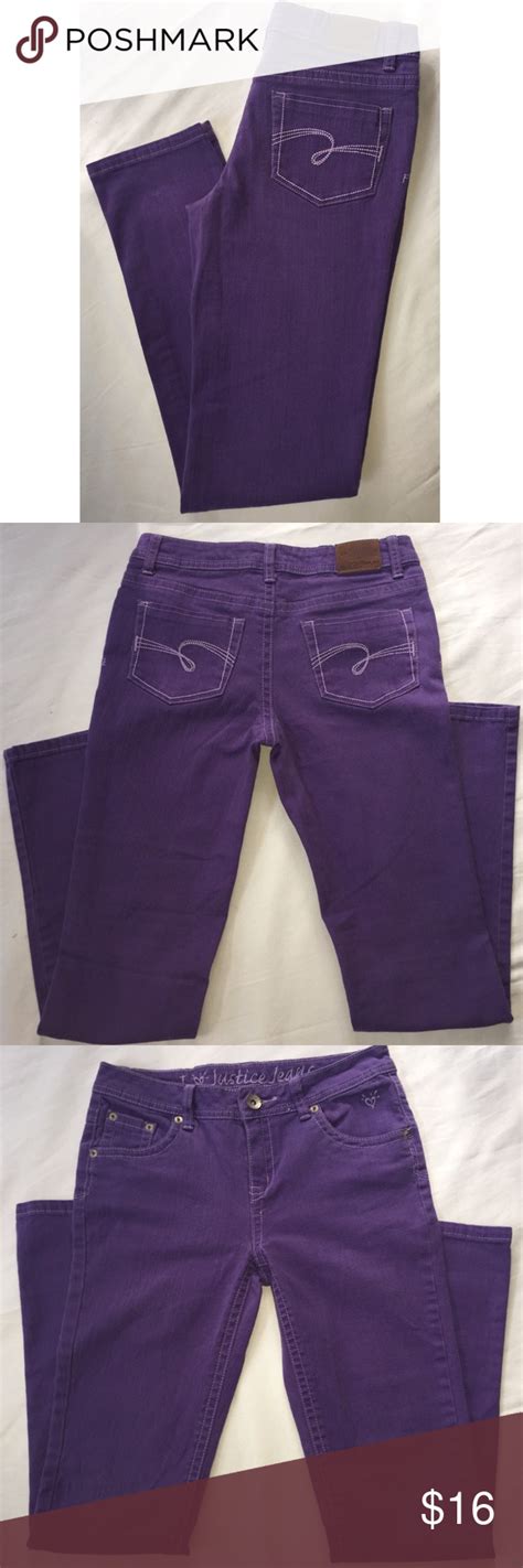 Maybe you would like to learn more about one of these? Justice brand colored jeans. Purple Justice brand jeans ...