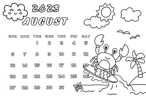 Dibujos De Calendario De Agosto Para Colorear Para Colorear Pintar E