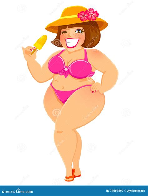 Curvy Girl In Bikini Cartoon Vector 72607507