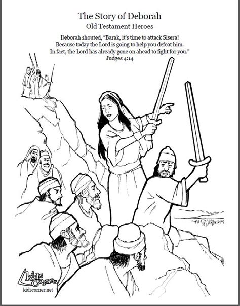 Story Of Deborah Coloring Page Script And Audio Story Sunday School Coloring Pages Bible