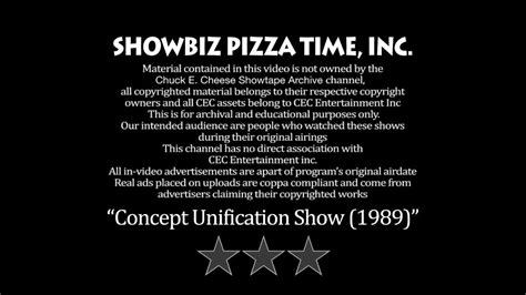 Chuck E Cheeses Concept Unification Premiere 1989 June 1990 Show