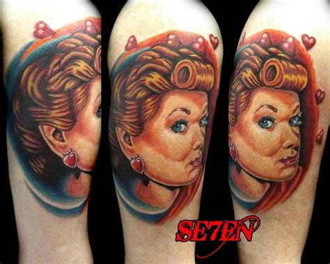 These tattoos are all about this girls passions and what makes her feel alive. Lucille Ball : Tattoos