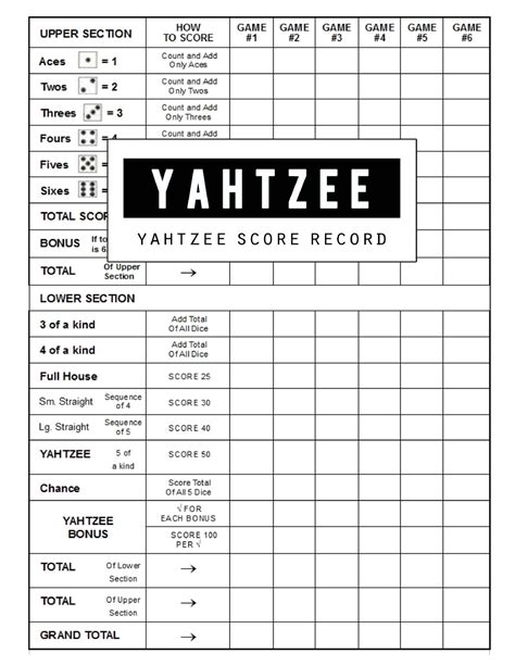 Yahtzee Score Record: Yahtzee Game Record Score Keeper Book, Yahtzee Score Sheet, Yahtzee score 