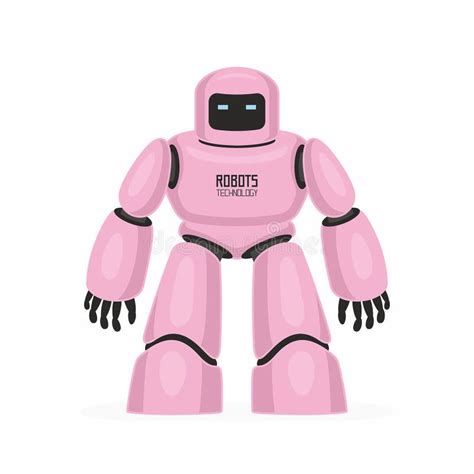 Pink Toy Robot Girl Looking Up To The Right Stock Illustration