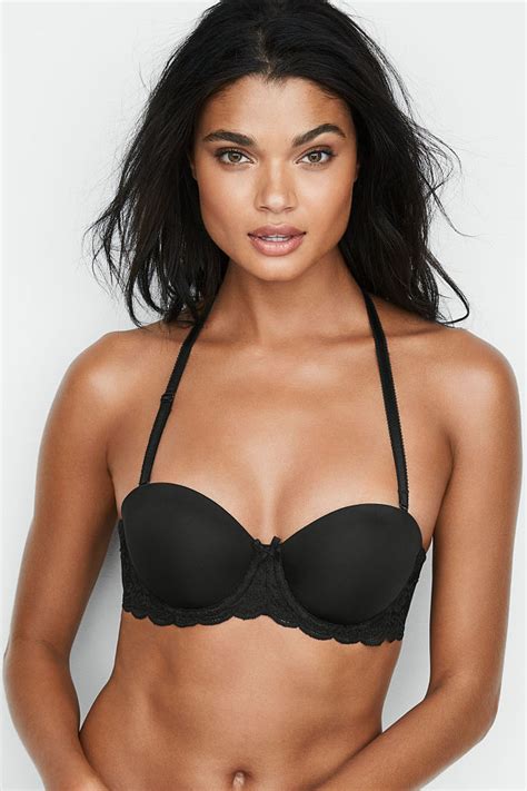 buy victoria s secret black smooth lace wing lightly lined multiway strapless bra from the