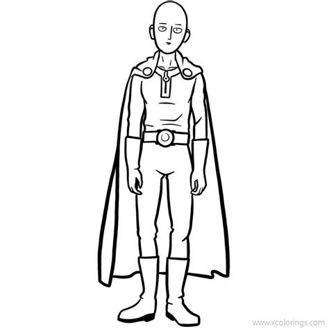 One Punch Man Coloring Pages Saitama Lineart Xcolorings The