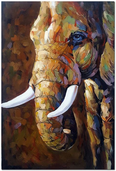 Hand Painted Modern Impressionist Elephant Oil Painting On Etsy