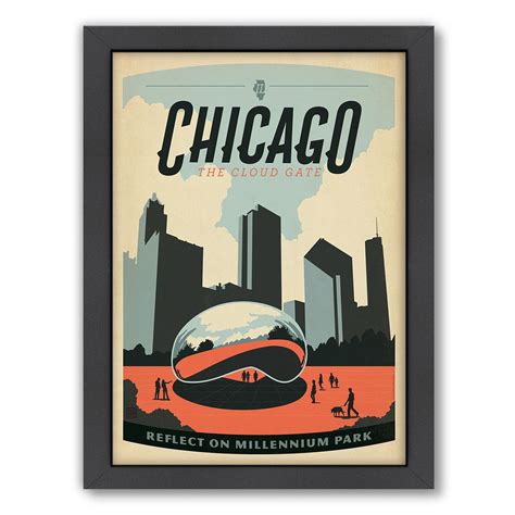 Americanflat Chicago Millenium Park Framed Vintage Advertisement
