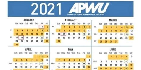 Apwu 2021 Pay And Holiday Calendar Leave Chart 21st Century Postal Worker