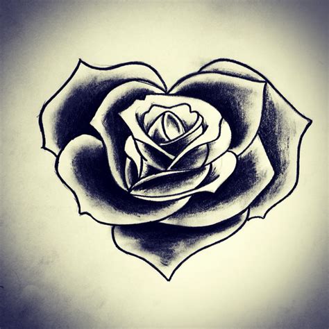 Heart Shaped Rose Heart Rose Drawing Heart Tattoo Rose Heart Tattoo