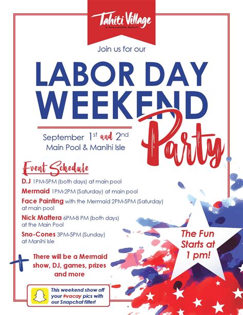 Tahiti Village Labor Day Weekend Activities And Events