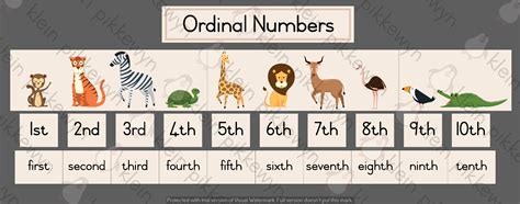 Ordinal Numbers Animals 1 10 • Teacha