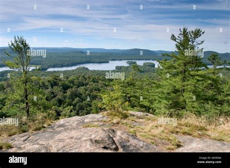 Fulton Chain Lakes From Rondaxe Bald Mountain In The Old Forge Area Of
