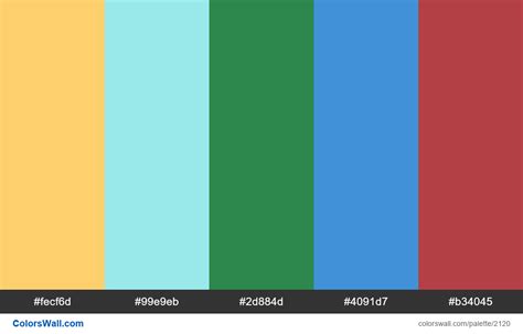 Css Alerts Color Palette Hex Colors Fecf6d 99e9eb 2d884d 4091d7