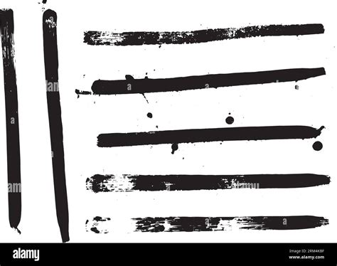 Set Of Thin And Elongated Brush Painting Strokes Set Of Vector Stroke