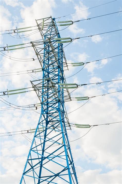 New Painted Power Line Masts Stock Photo Image Of Lines Highvoltage