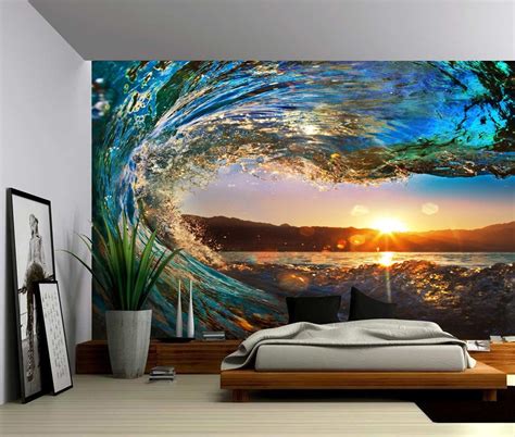 Sunset Sea Ocean Wave Large Wall Mural Self Adhesive Vinyl