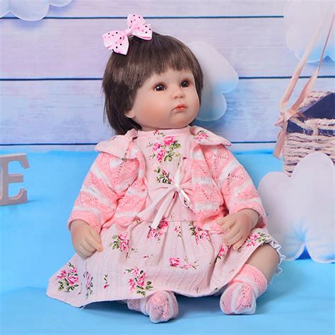 Keiumi 17 Inch Stuffed Dolls Pp Cotton Body Doll Baby Reborn Girl Diy