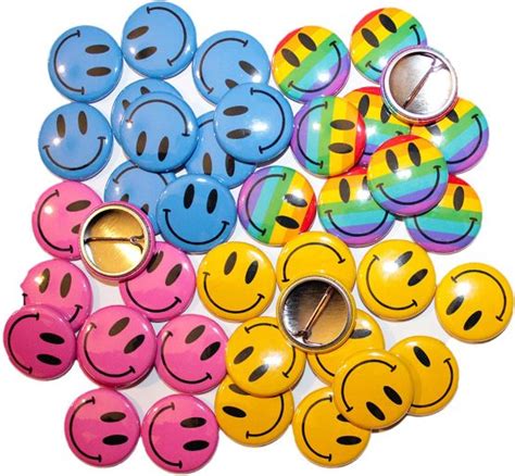 Smiley Face Button Badges Multi Colours And Quantities 32mm 125