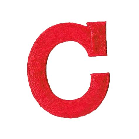 Alphabet Letter C Color Red 2 Block Style Iron On Embroidered
