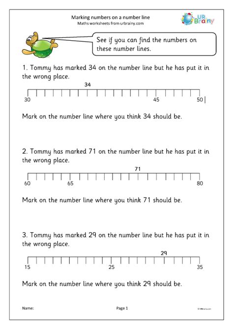Marking Numbers On A Number Line Worksheet