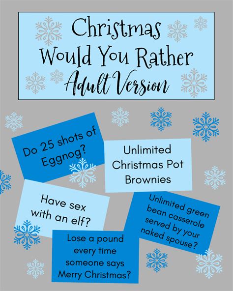 Christmas Would You Rather Adult Version Free Printable Game