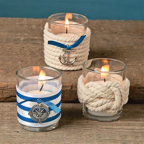 How to make your own nautical decorations. Nautical Votive Holder Décor Idea | Nautical candles ...