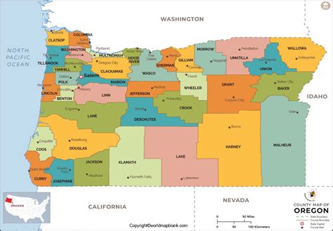 Labeled Map Of Oregon With Capital And Cities
