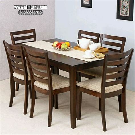 Bahan kayu memang memiliki motif tersendiri dan unik, maka dari itu bahan meja makan. Jual Set Meja Makan Minimalis Jati 6 Kursi Harga Murah