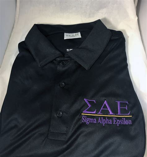 Sigma Alpha Epsilon Sae Fraternity Dri Fit Polo Black Purple Letters