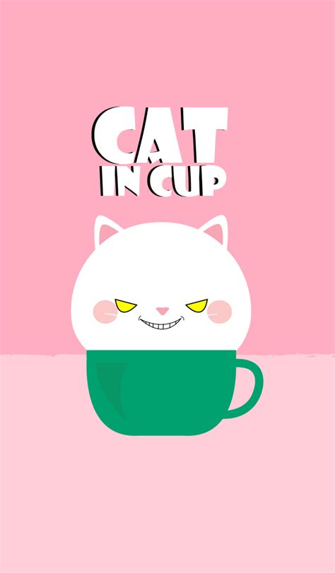 Line 个人原创主题 White Cat In Cup Theme Jp