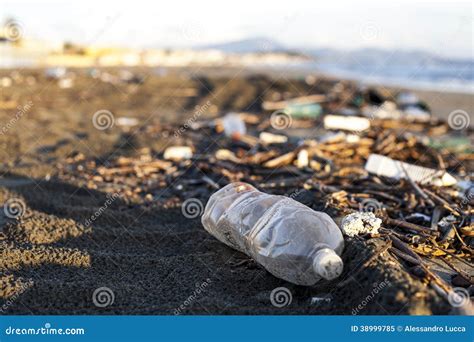 Pollution Plastic Water Bottle On A Beach Stock Image Image Of
