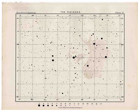 1892 Star Map Of Pleiades Print Original Antique Celestial
